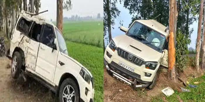 पुलिस टीम की गाड़ी पेड़ से टकराने पर हुआ हादसा, 1 सिपाही की मौत व अन्य घायल