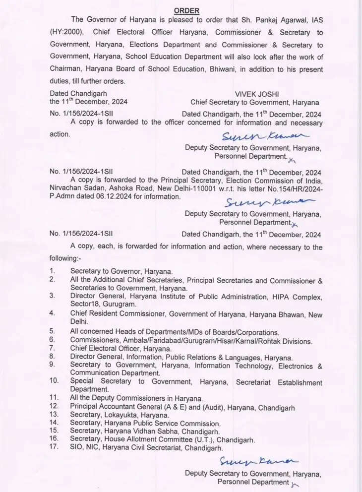 हरियाणा शिक्षा बोर्ड के नए चैयरमैन बने IAS अधिकारी पंकज अग्रवाल