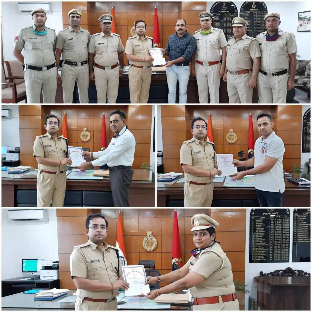 Panipat के SP ने सराहनीय कार्य करने वाले पुलिसकर्मियो को किया सम्मानित