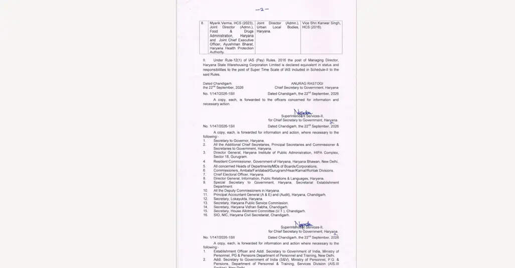 Haryana IAS HCS Transfer :हरियाणा में फिर बड़ा प्रशासनिक फेरबदल, IAS और HCS अफसरों के तबादले, देखें लिस्ट