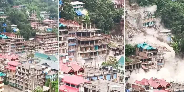कुल्लू में ताश के पत्तों की तरह ढह गई कई इमारतें