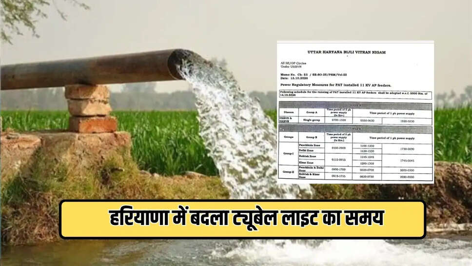 हरियाणा में बदला ट्यूबेल लाइट का समय